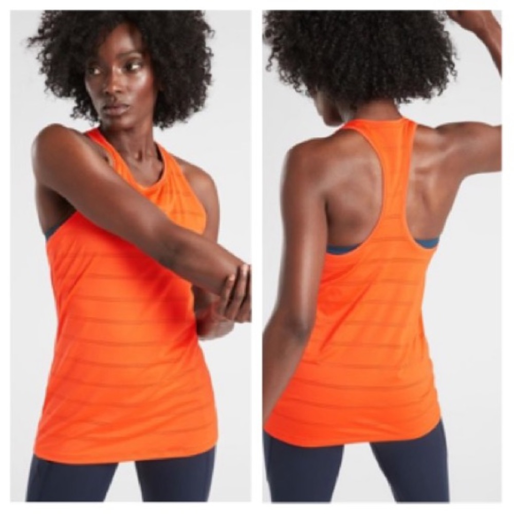 Athleta Stripe Mesh High Neck Chi TankSzS